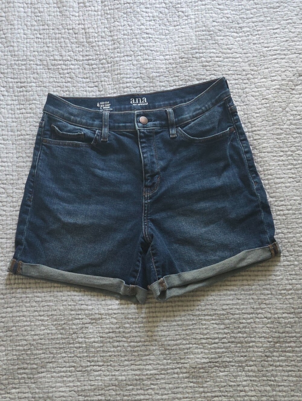 a.n.a Dark Blue Roll-Cuff Denim Shorts